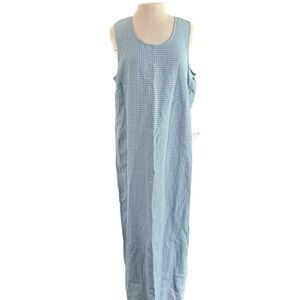 NEW Sigrid Olsen Sport Women’s Maxi Dress Blue Size XL 100% Linen Gingham Check